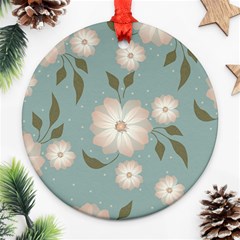 Flora Floral Flower Flowers Pattern Round Ornament (two Sides)