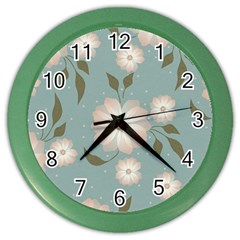 Flora Floral Flower Flowers Pattern Color Wall Clock by Apenda