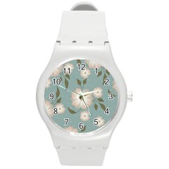 Flora Floral Flower Flowers Pattern Round Plastic Sport Watch (m) by Apenda