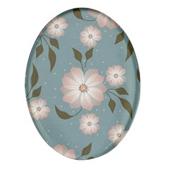 Flora Floral Flower Flowers Pattern Oval Glass Fridge Magnet (4 Pack) by Apenda