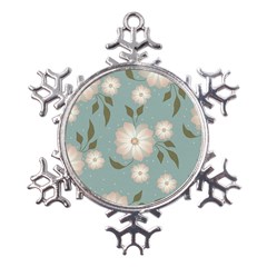 Flora Floral Flower Flowers Pattern Metal Large Snowflake Ornament by Apenda