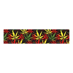 Marijuana Dark Green & Red Cannabis Leaves Velvet Scrunchie by CoolDesigns