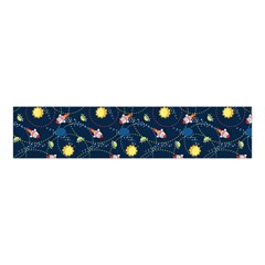 Navy Space With Cute Rocket Velvet Scrunchie by CoolDesigns