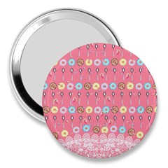 Donut Lace Pale Violet Red Candy 3  Handbag Mirror by CoolDesigns