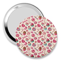 Ivory Lollipop Candy Macaroon Cupcake Donut 3  Handheld Mirror by CoolDesigns