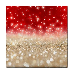 Abstract, Christmas, Glittery, Gold, Red Tile Coaster by kyorashop23