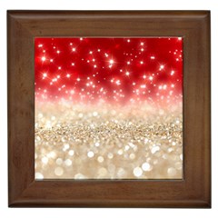 Abstract, Christmas, Glittery, Gold, Red Framed Tile by kyorashop23