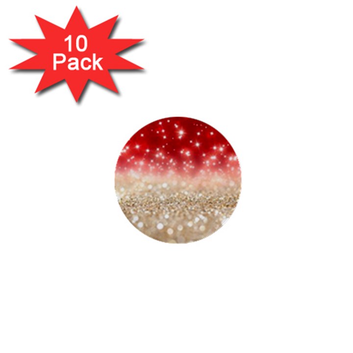 Abstract, Christmas, Glittery, Gold, Red 1  Mini Buttons (10 pack) 