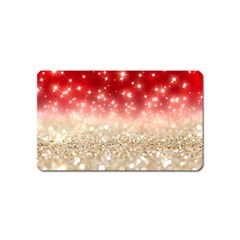 Abstract, Christmas, Glittery, Gold, Red Magnet (name Card)