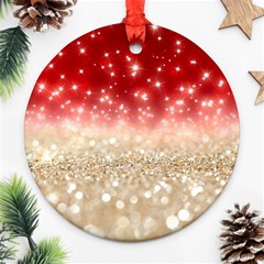 Abstract, Christmas, Glittery, Gold, Red Round Ornament (two Sides)