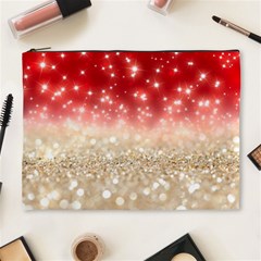 Abstract, Christmas, Glittery, Gold, Red Cosmetic Bag (xl)