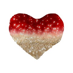 Abstract, Christmas, Glittery, Gold, Red Standard 16  Premium Flano Heart Shape Cushions by kyorashop23