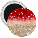 Abstract, Christmas, Glittery, Gold, Red 3  Magnets Front