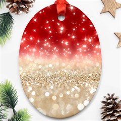 Abstract, Christmas, Glittery, Gold, Red Ornament (oval)