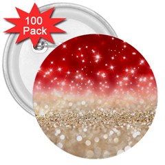 Abstract, Christmas, Glittery, Gold, Red 3  Buttons (100 Pack)  by kyorashop23