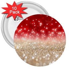 Abstract, Christmas, Glittery, Gold, Red 3  Buttons (10 Pack)  by kyorashop23