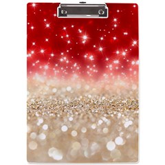 Abstract, Christmas, Glittery, Gold, Red A4 Acrylic Clipboard by kyorashop23