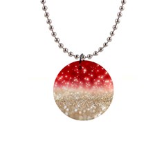 Abstract, Christmas, Glittery, Gold, Red 1  Button Necklace