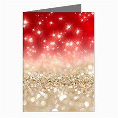 Abstract, Christmas, Glittery, Gold, Red Greeting Cards (pkg Of 8)