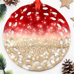 Abstract, Christmas, Glittery, Gold, Red Ornament (round Filigree)