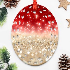 Abstract, Christmas, Glittery, Gold, Red Ornament (oval Filigree)