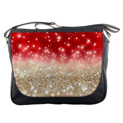 Abstract, Christmas, Glittery, Gold, Red Messenger Bag