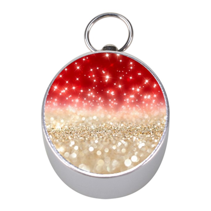 Abstract, Christmas, Glittery, Gold, Red Mini Silver Compasses