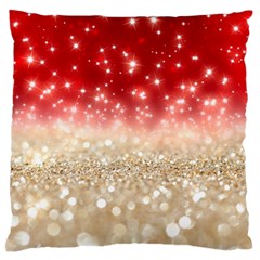 Abstract, Christmas, Glittery, Gold, Red Large Premium Plush Fleece Cushion Case (one Side) by kyorashop23