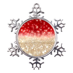 Abstract, Christmas, Glittery, Gold, Red Metal Large Snowflake Ornament by kyorashop23