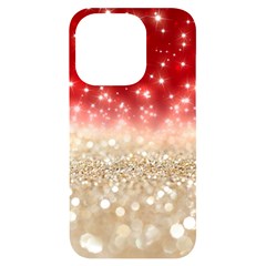 Abstract, Christmas, Glittery, Gold, Red Iphone 14 Pro Black Uv Print Case by kyorashop23