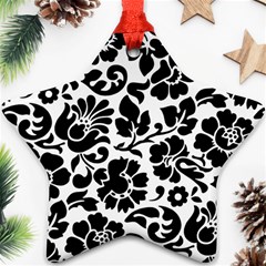 Black Floral Background, Vintage Floral Pattern Ornament (star)