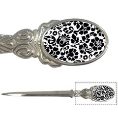 Black Floral Background, Vintage Floral Pattern Letter Opener by kyorashop23