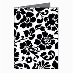 Black Floral Background, Vintage Floral Pattern Greeting Cards (pkg Of 8)