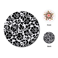 Black Floral Background, Vintage Floral Pattern Playing Cards Single Design (round)