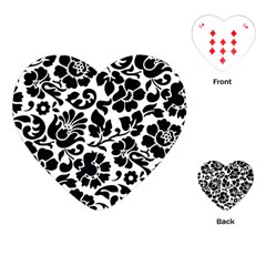 Black Floral Background, Vintage Floral Pattern Playing Cards Single Design (heart)