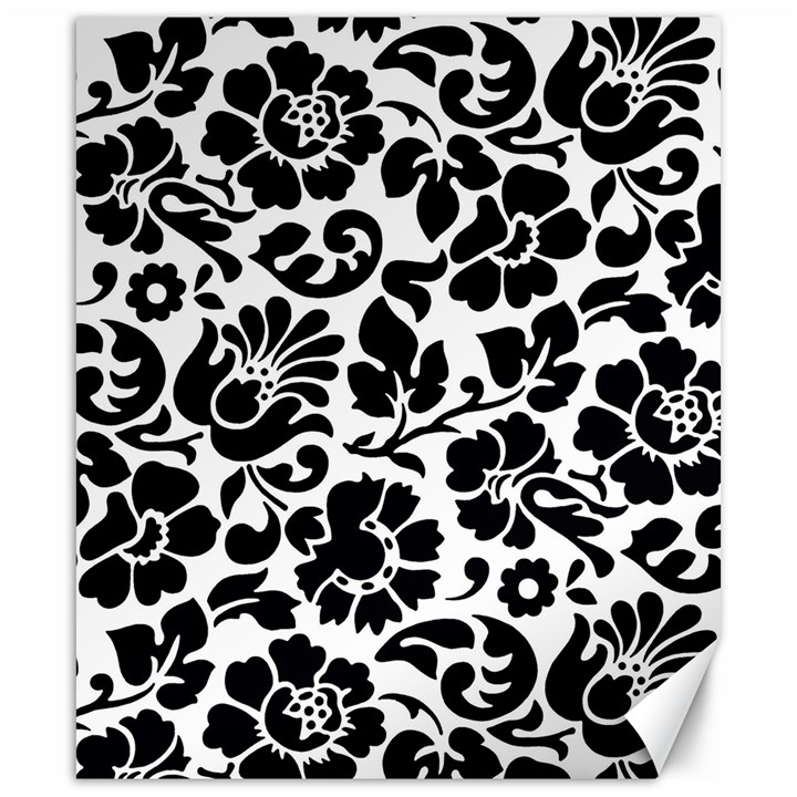 Black Floral Background, Vintage Floral Pattern Canvas 20  x 24 