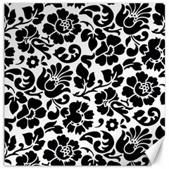 Black Floral Background, Vintage Floral Pattern Canvas 12  X 12  by kyorashop23