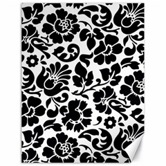 Black Floral Background, Vintage Floral Pattern Canvas 18  X 24  by kyorashop23