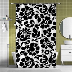 Black Floral Background, Vintage Floral Pattern Shower Curtain 48  X 72  (small)  by kyorashop23