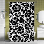 Black Floral Background, Vintage Floral Pattern Shower Curtain 48  x 72  (Small)  Curtain(48  X 72 )