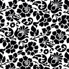 Black Floral Background, Vintage Floral Pattern Play Mat (square) by kyorashop23