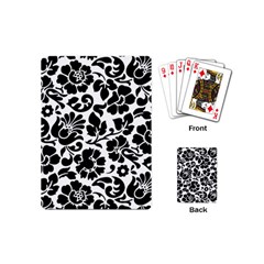 Black Floral Background, Vintage Floral Pattern Playing Cards Single Design (mini)