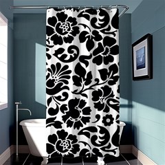 Black Floral Background, Vintage Floral Pattern Shower Curtain 36  X 72  (stall)  by kyorashop23