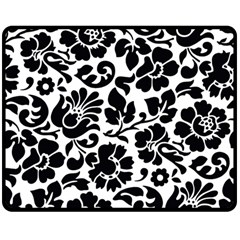 Black Floral Background, Vintage Floral Pattern Two Sides Fleece Blanket (medium) by kyorashop23