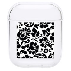 Black Floral Background, Vintage Floral Pattern Hard Pc Airpods 1/2 Case by kyorashop23