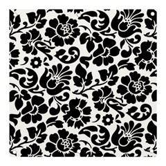 Black Floral Background, Vintage Floral Pattern Banner And Sign 3  X 3  by kyorashop23