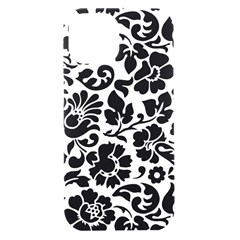 Black Floral Background, Vintage Floral Pattern Iphone 15 Black Uv Print Pc Hardshell Case by kyorashop23