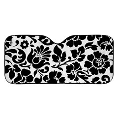 Black Floral Background, Vintage Floral Pattern Car Windshield by kyorashop23