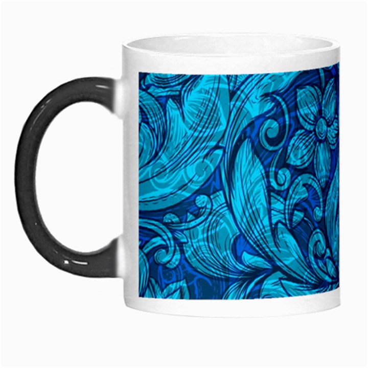 Blue Floral Pattern Texture, Floral Ornaments Texture, Blue Floral Background Morph Mug