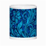 Blue Floral Pattern Texture, Floral Ornaments Texture, Blue Floral Background Morph Mug Center